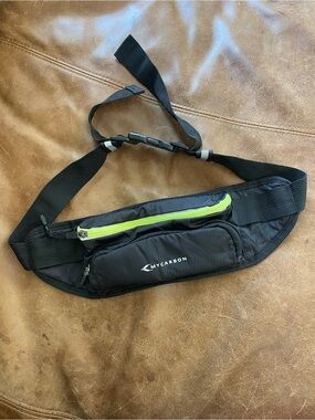 Carbon Black Waist Bag with Neon Lime Zipper